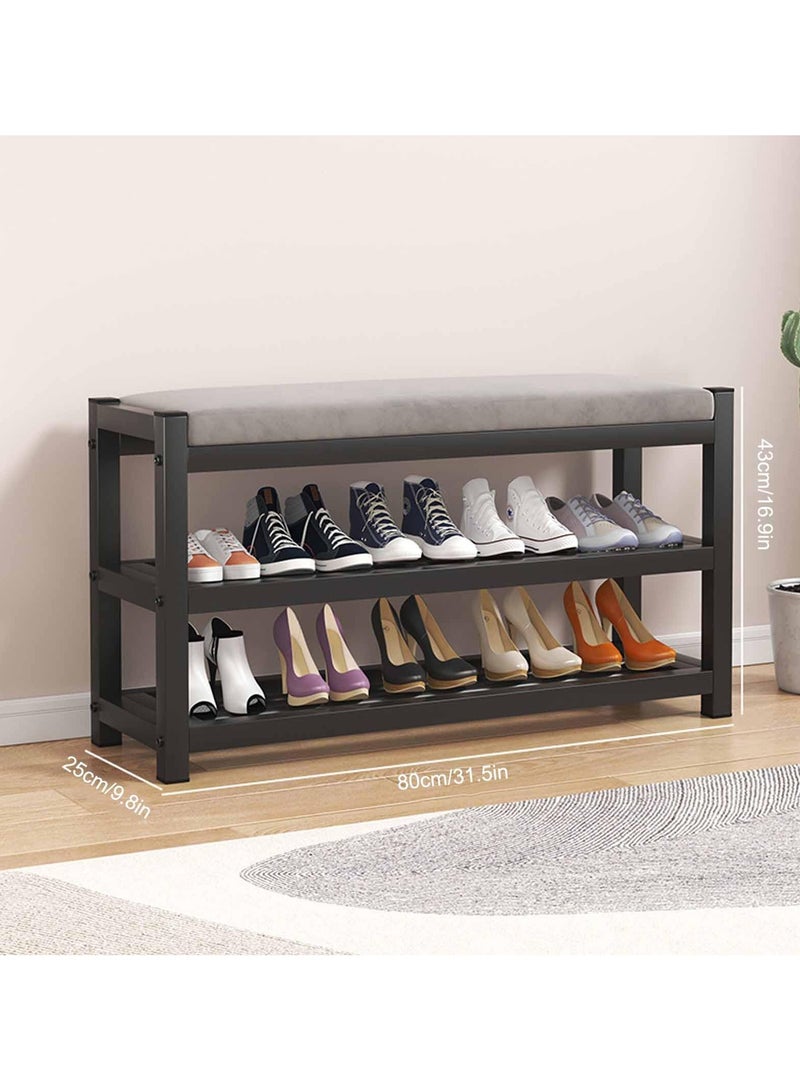 اكسيسن مقعد منظم حذاء مدخل من طابقين مع مقعد مبطن بوسادة للممر غرفة النوم، نهاية السرير - Image 3